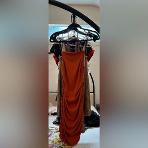 Shein orange bodycon midi dress